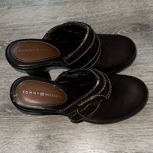 Tommy Hilfiger Dark Brown Slip-On Mules